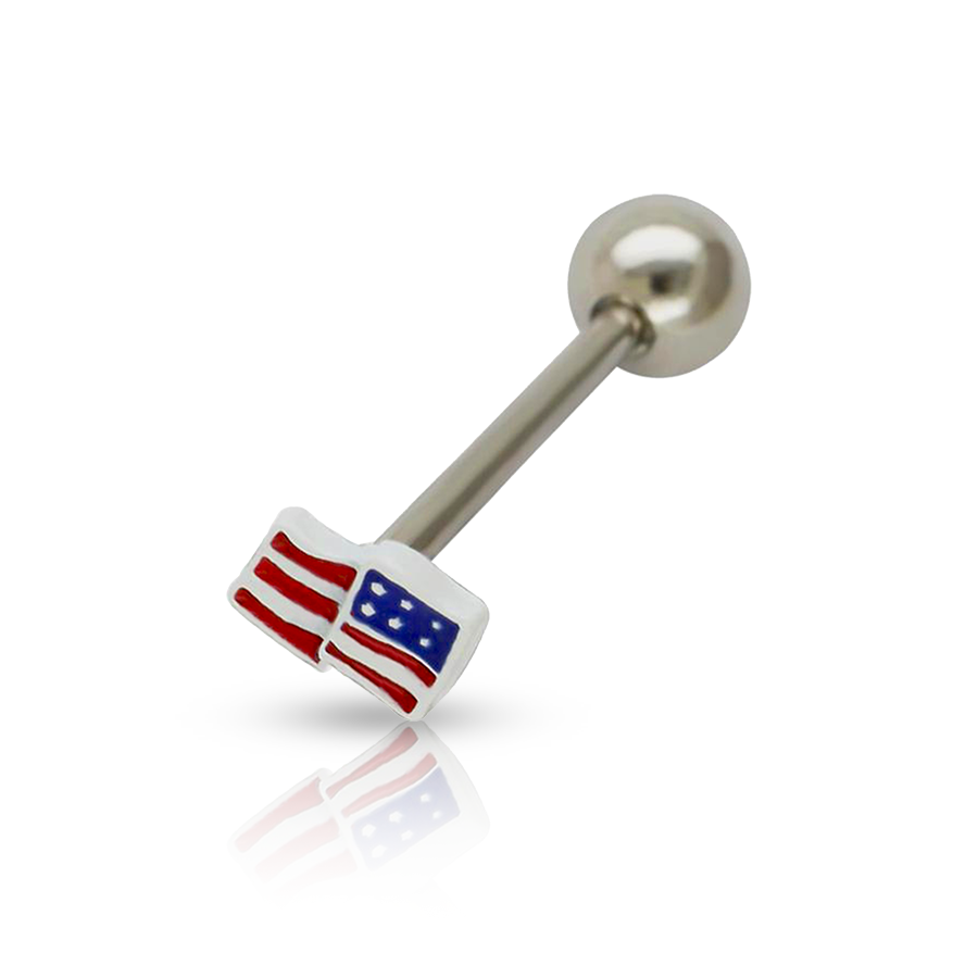 USA Flag Tongue Piercing