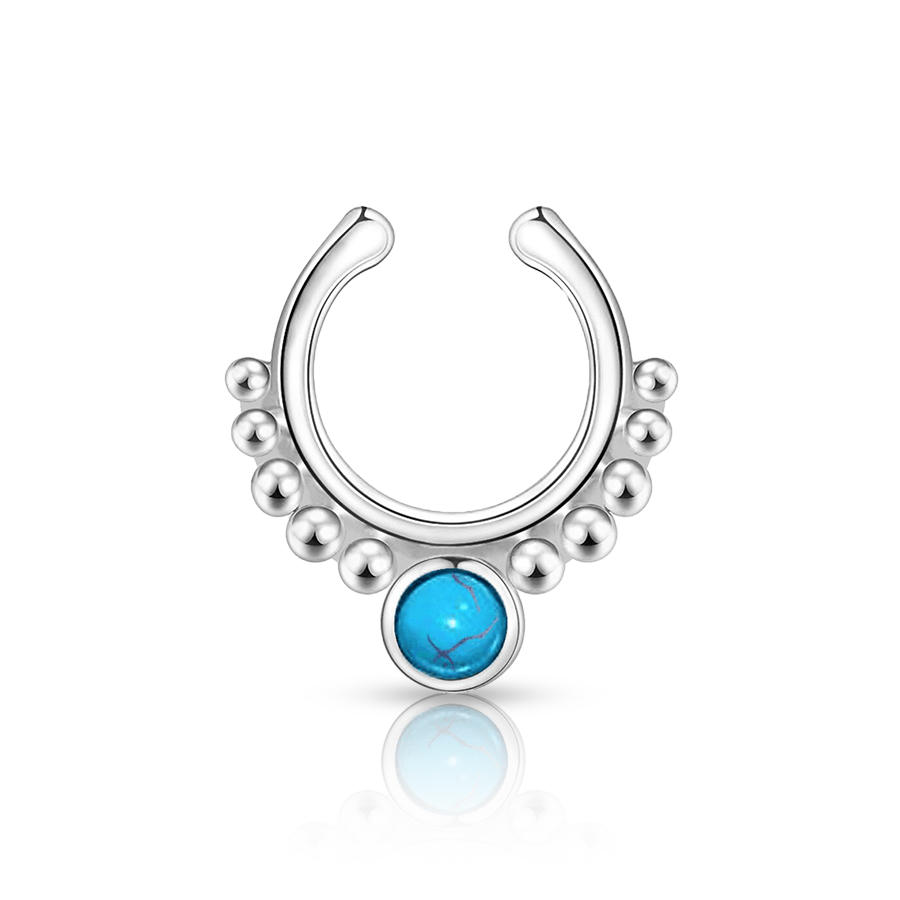 Ball and Dots Fake Nose Piercing Blue