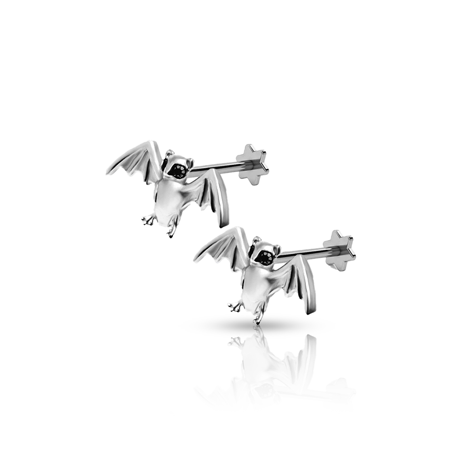 Bat Ear Lobe Piercing Silver