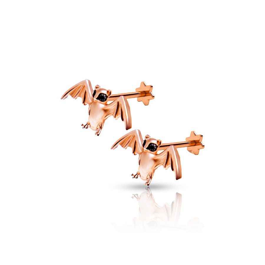 Bat Ear Lobe Piercing Pink Gold