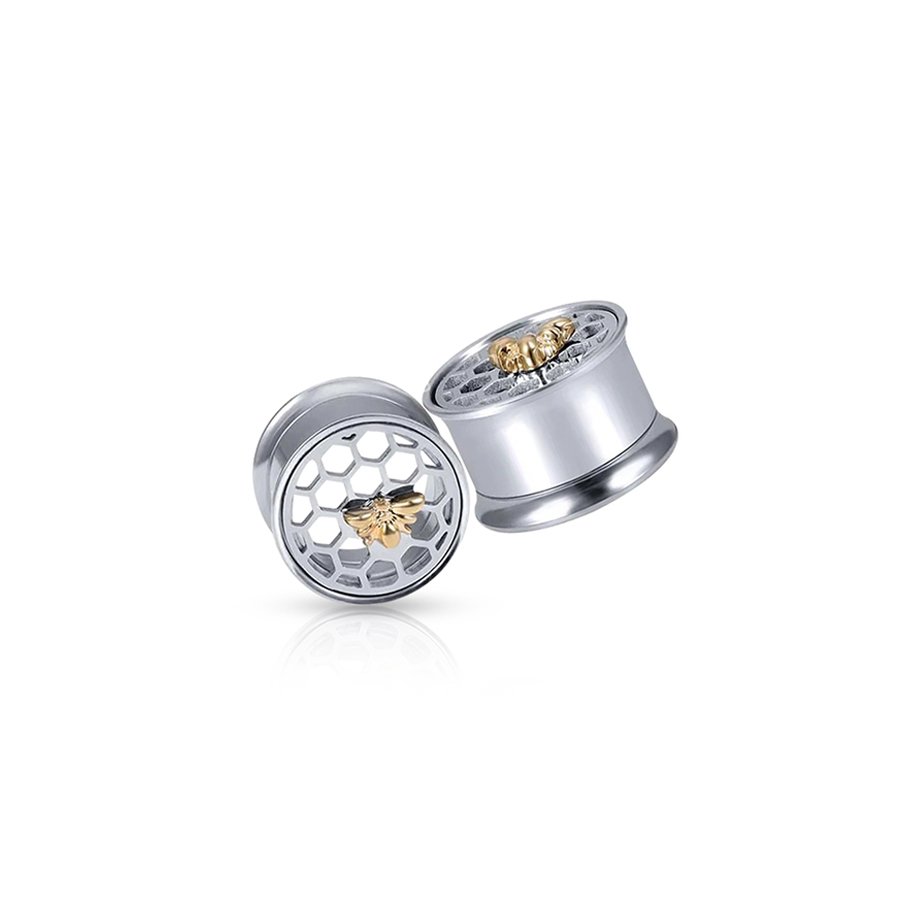 Bee Ear Plug Silver 20MM