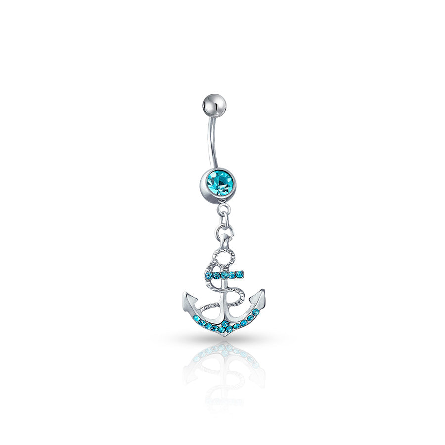 Blue Anchor Navel Piercing