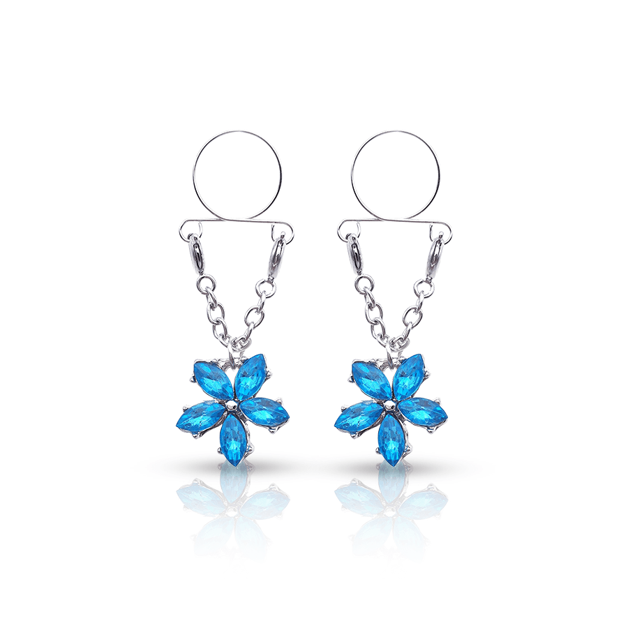 Blue Flower Fake Nipple Piercing
