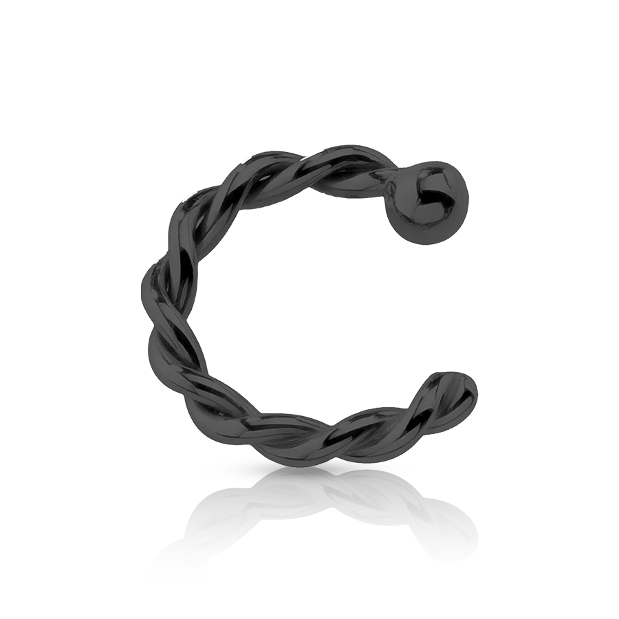 Braided Ring Fake Lip Piercing Black