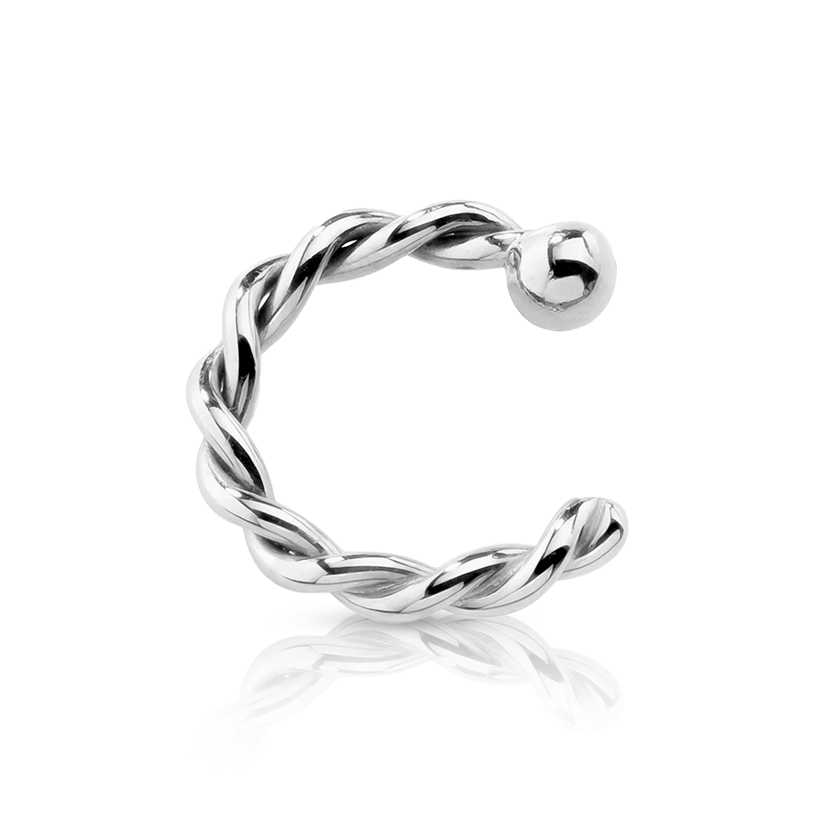 Braided Ring Fake Lip Piercing Silver