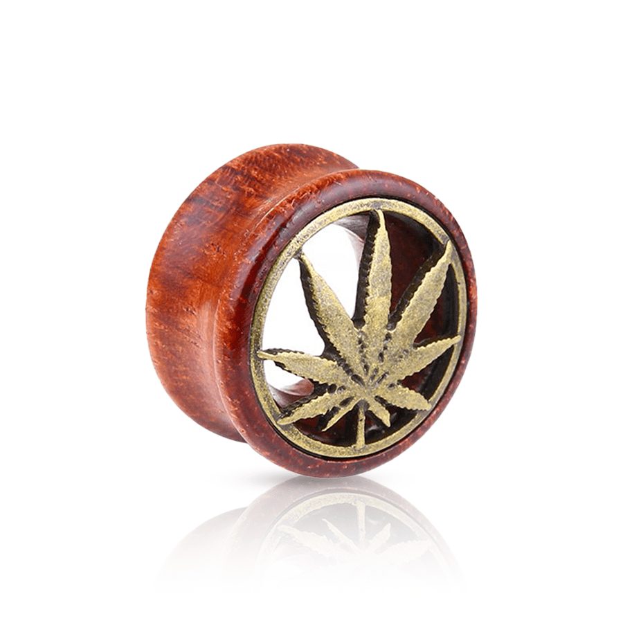 Cannabis Leaf Ear Plug Brown 20mm