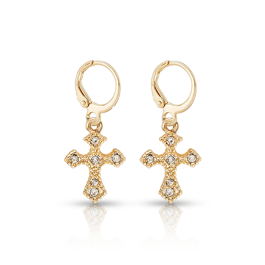 Christian Cross Lobe Piercing Gold