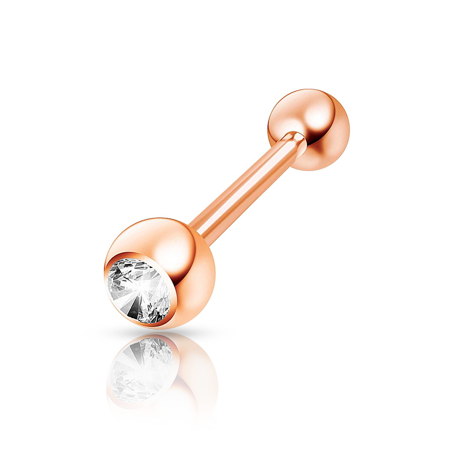 Crossbar Tongue Piercing Rose Gold