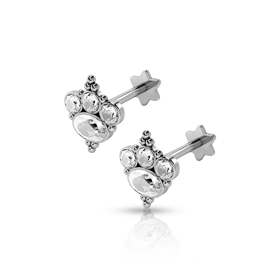 Crown Ear Lobe Piercing Silver