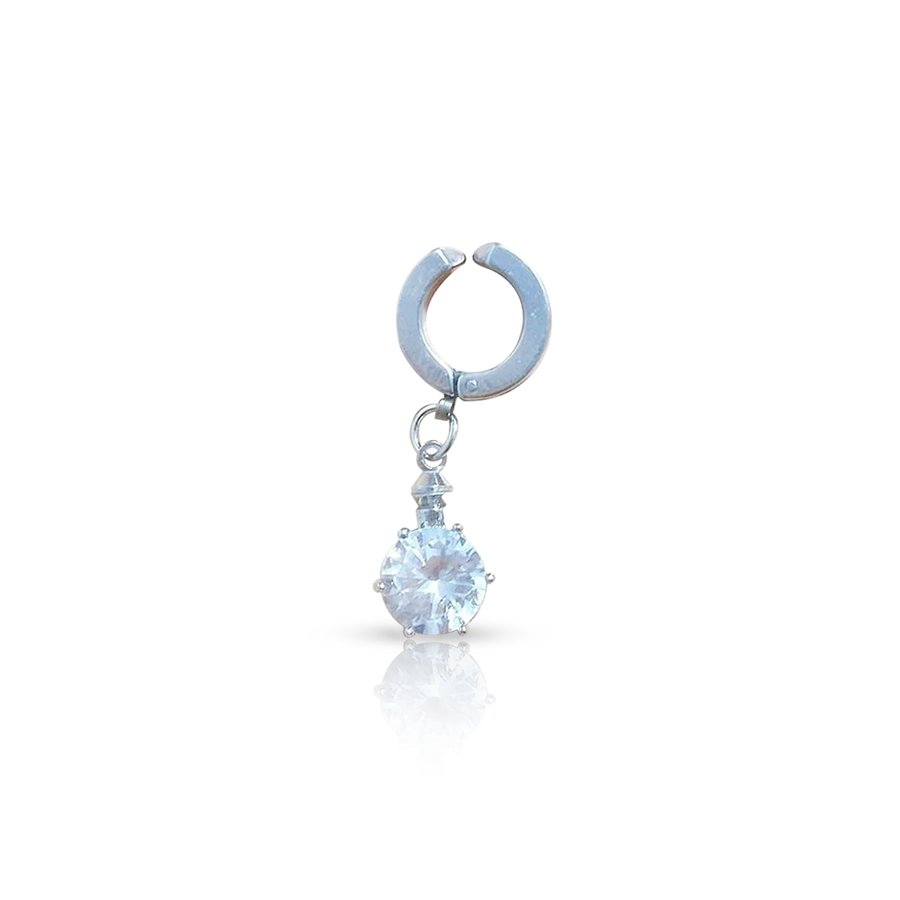 Crystal Fake Belly Button Piercing Silver