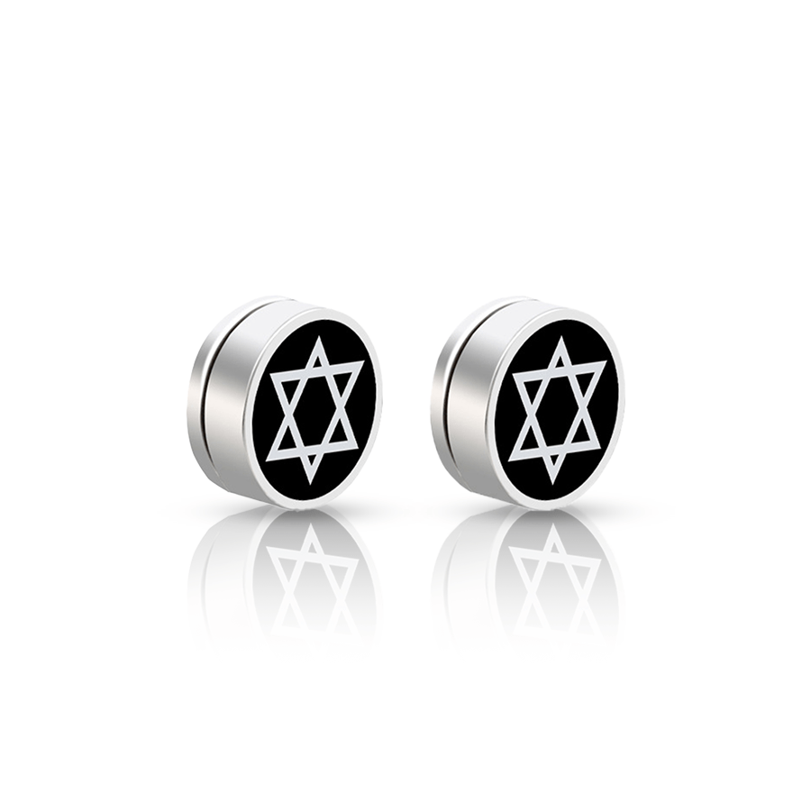 David's Star Fake Ear Plug Black Par deux