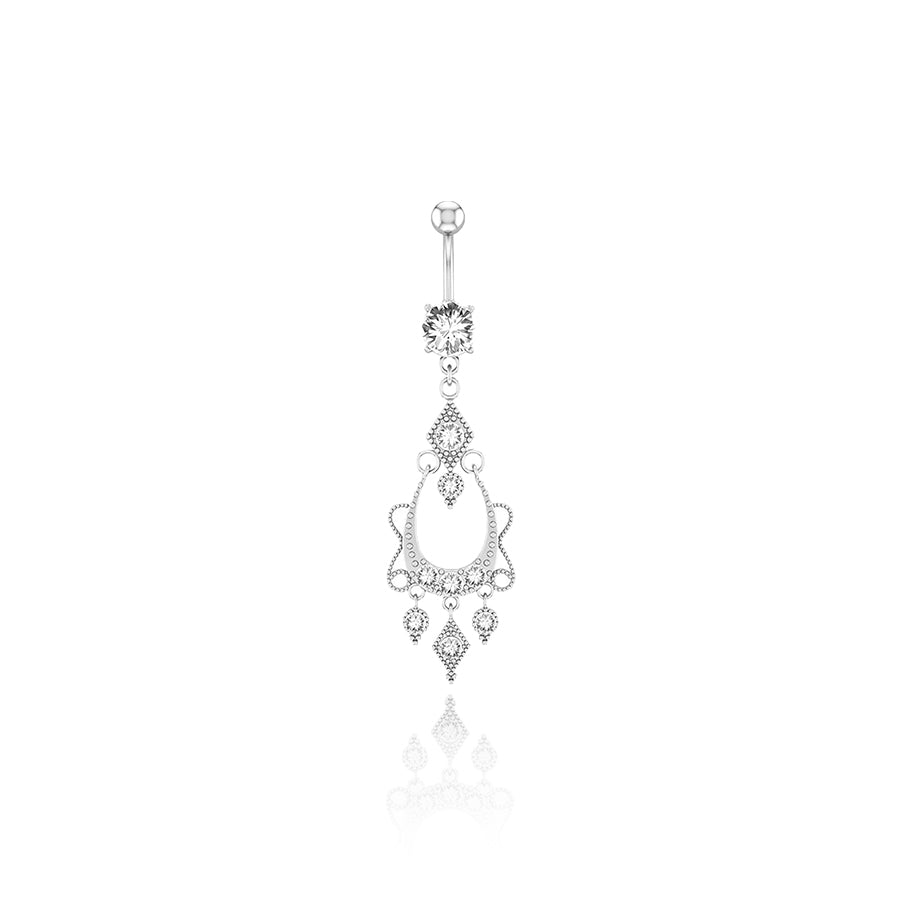 Diamond Belly Button Piercing Silver