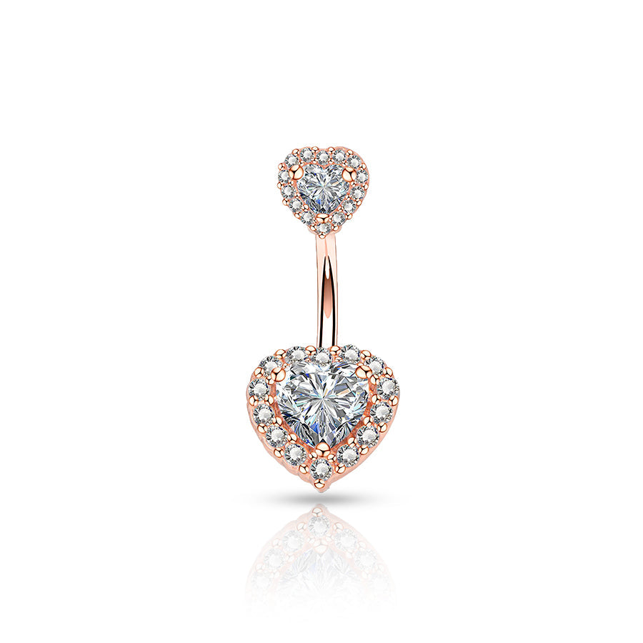 Diamond Rhinestone Navel Piercing Rose Gold