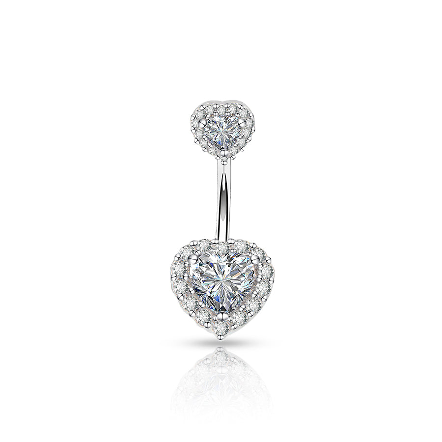 Diamond Rhinestone Navel Piercing Silver