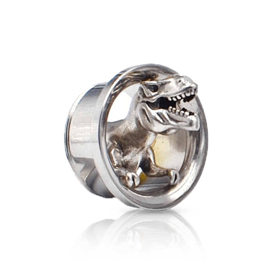 Dinosaur Surgical Steel Ear Plug Silver 25mm