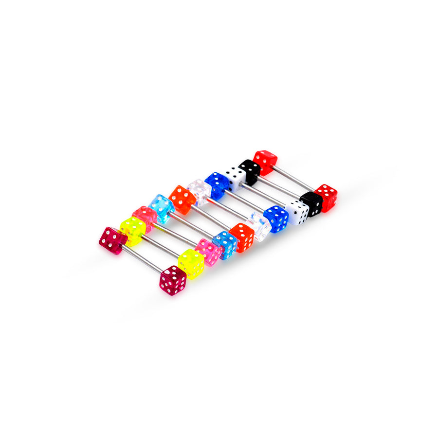 Double Dice Tongue Piercing Multicolour