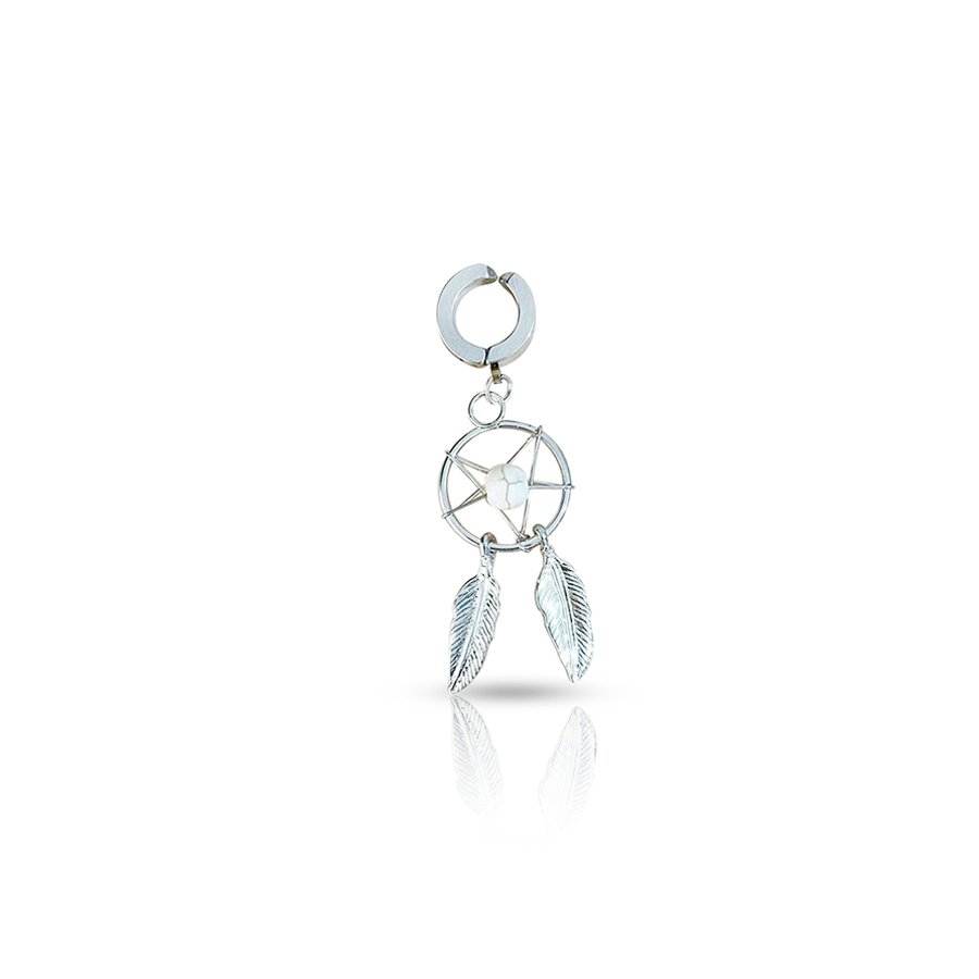 Dream Catcher Fake Belly Button Piercing White