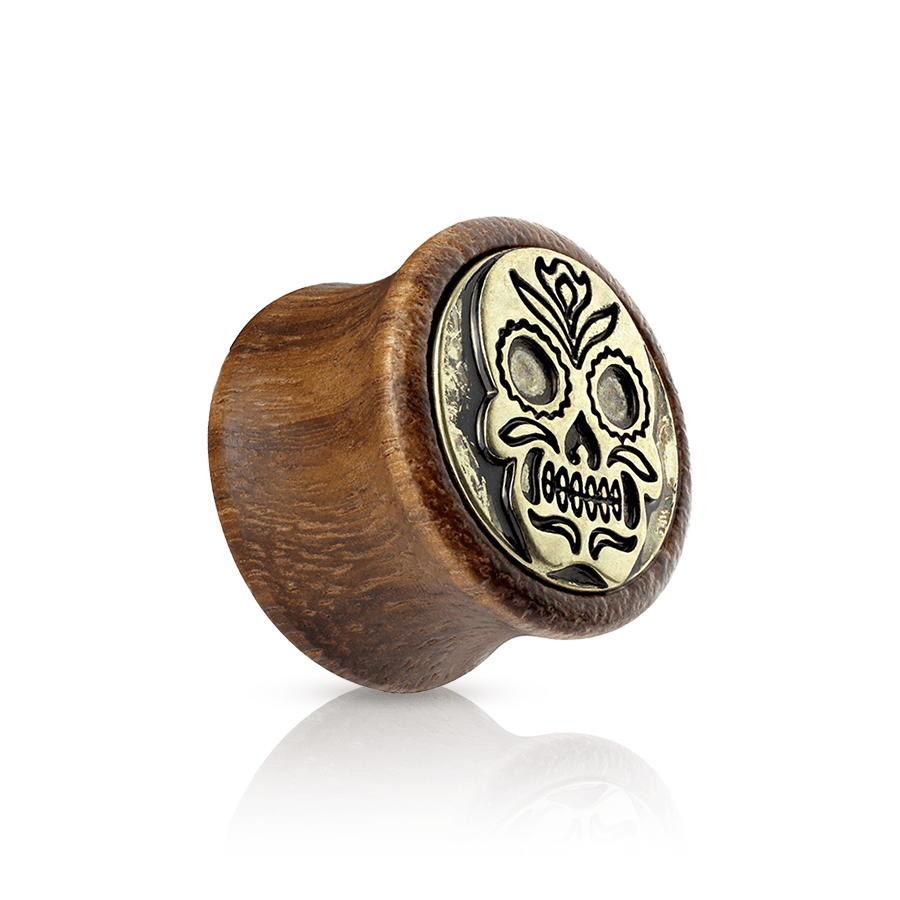 Engraved Wood Ear Plug Brown 20mm