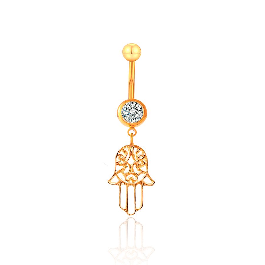 Fatma's Hand Navel Piercing Gold