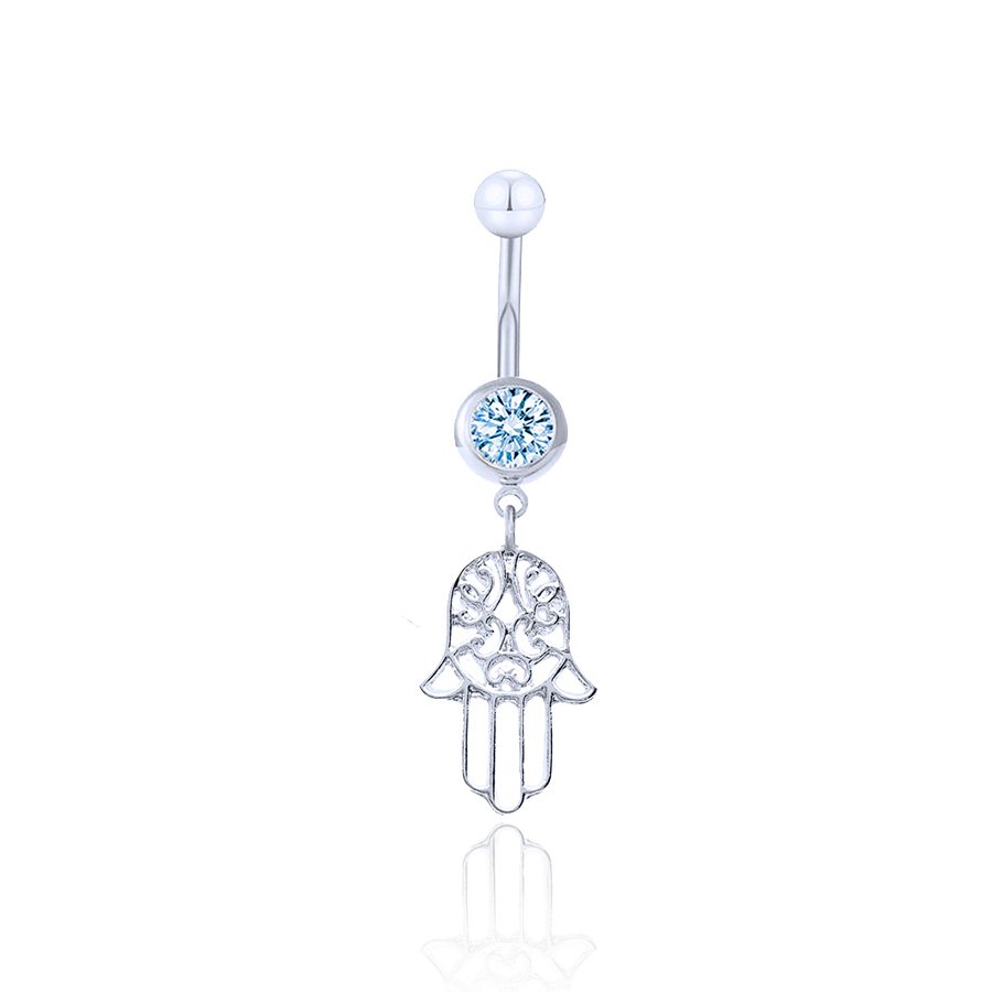 Fatma's Hand Navel Piercing Silver