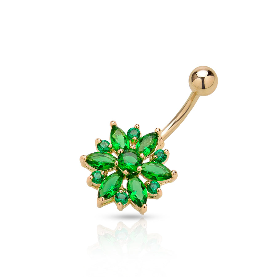 Flower Belly Button Piercing Turquoise