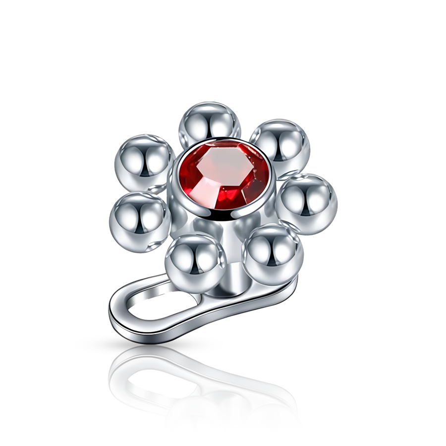 Flower Dermal Piercing Red