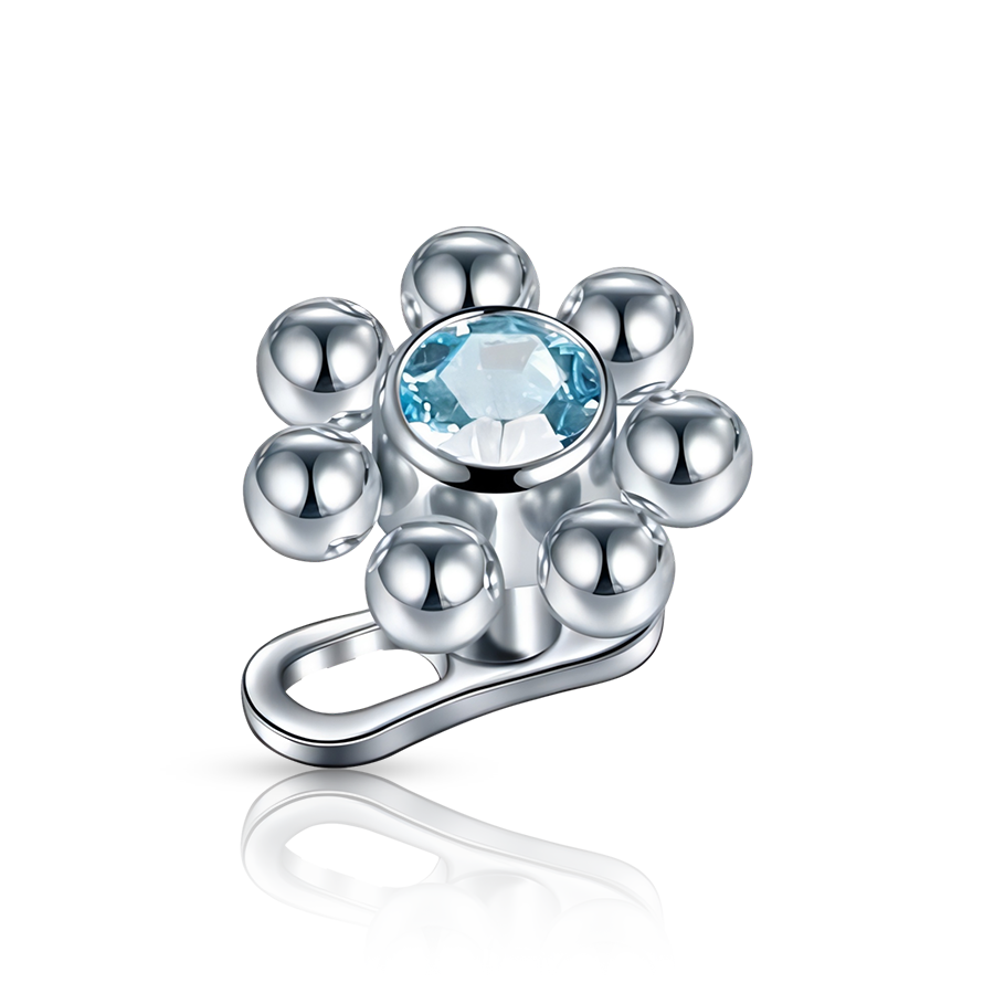 Flower Dermal Piercing Cyan