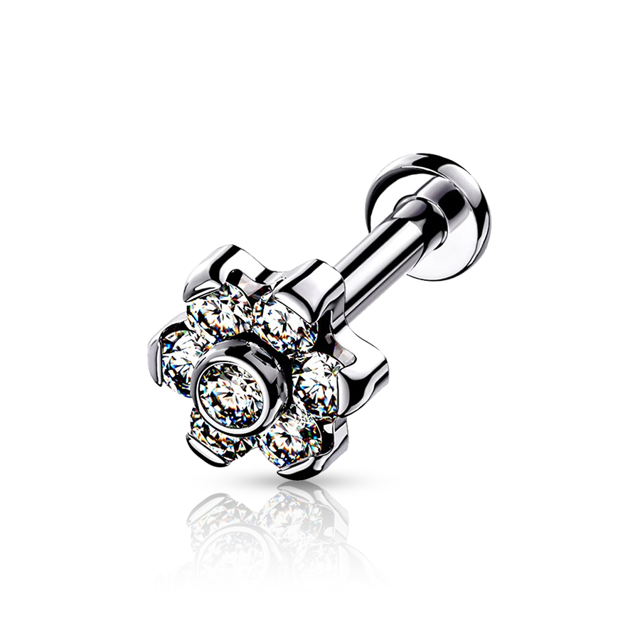 Flower Jewel Ashley Piercing White 1.2x6mm