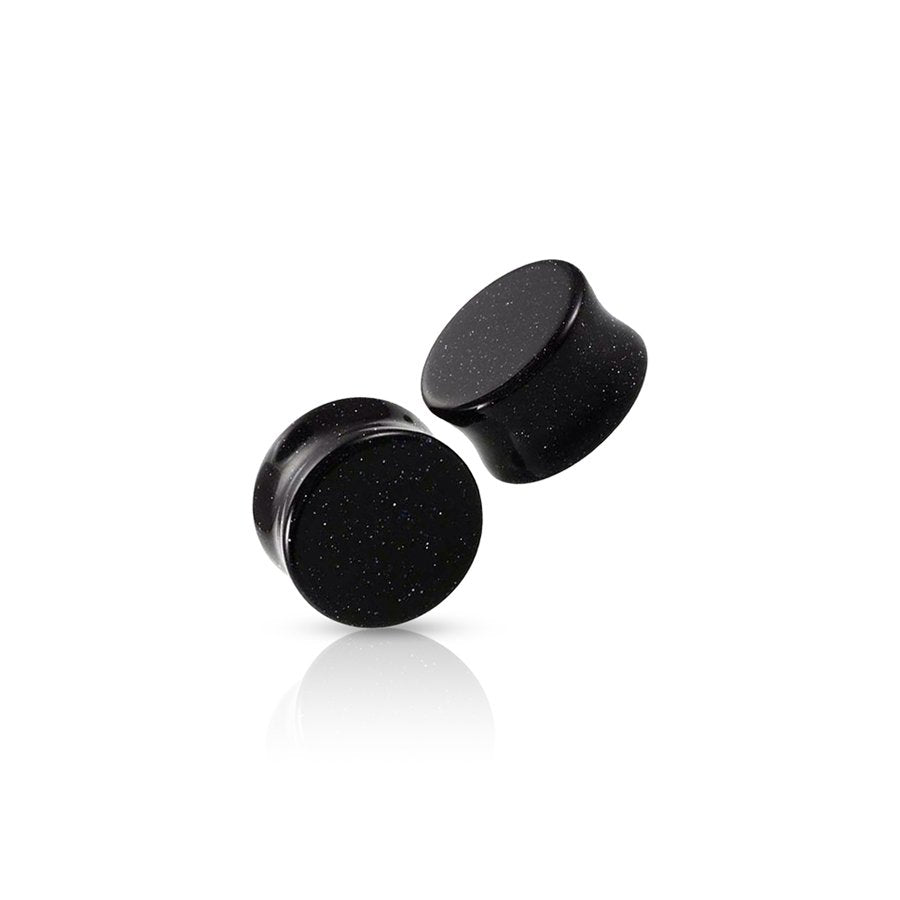 Glitter Ear Plug Black 16mm