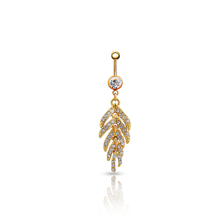 Gold Feather Navel Piercing