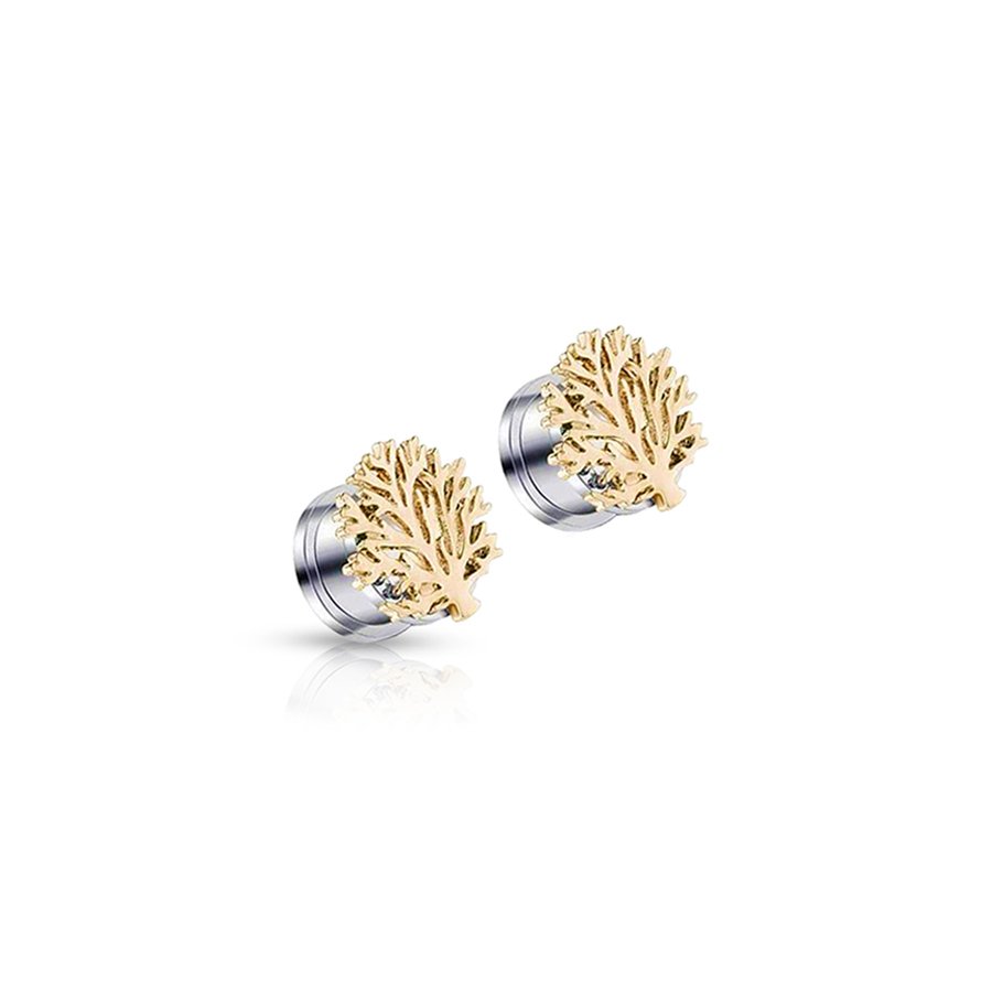 Gold and Silver Ear Plug Gold 18mm