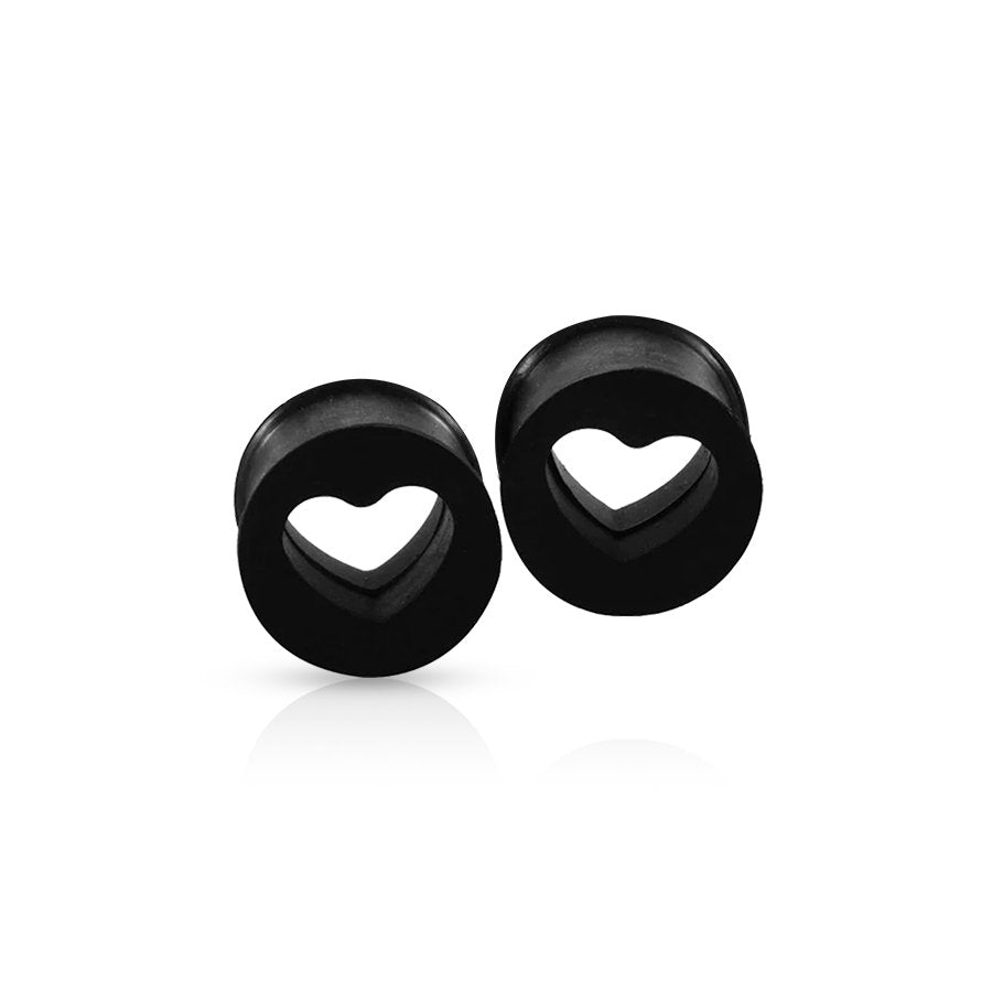 Heart Ear Plug Black 20mm