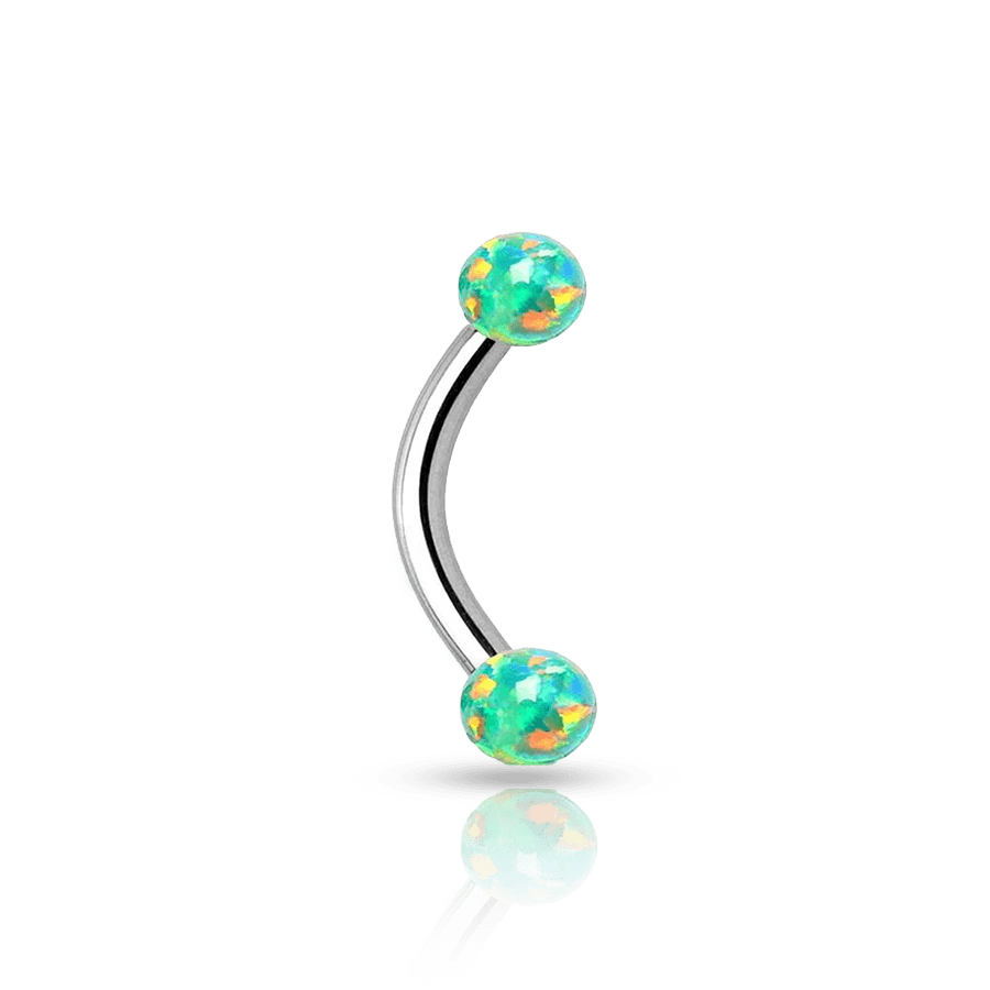 Horizontal Eyebrow Piercing Green