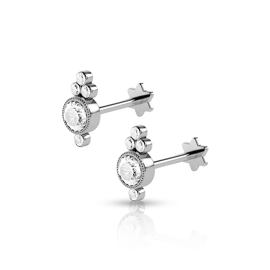 Jewel Ear Lobe Piercing Silver