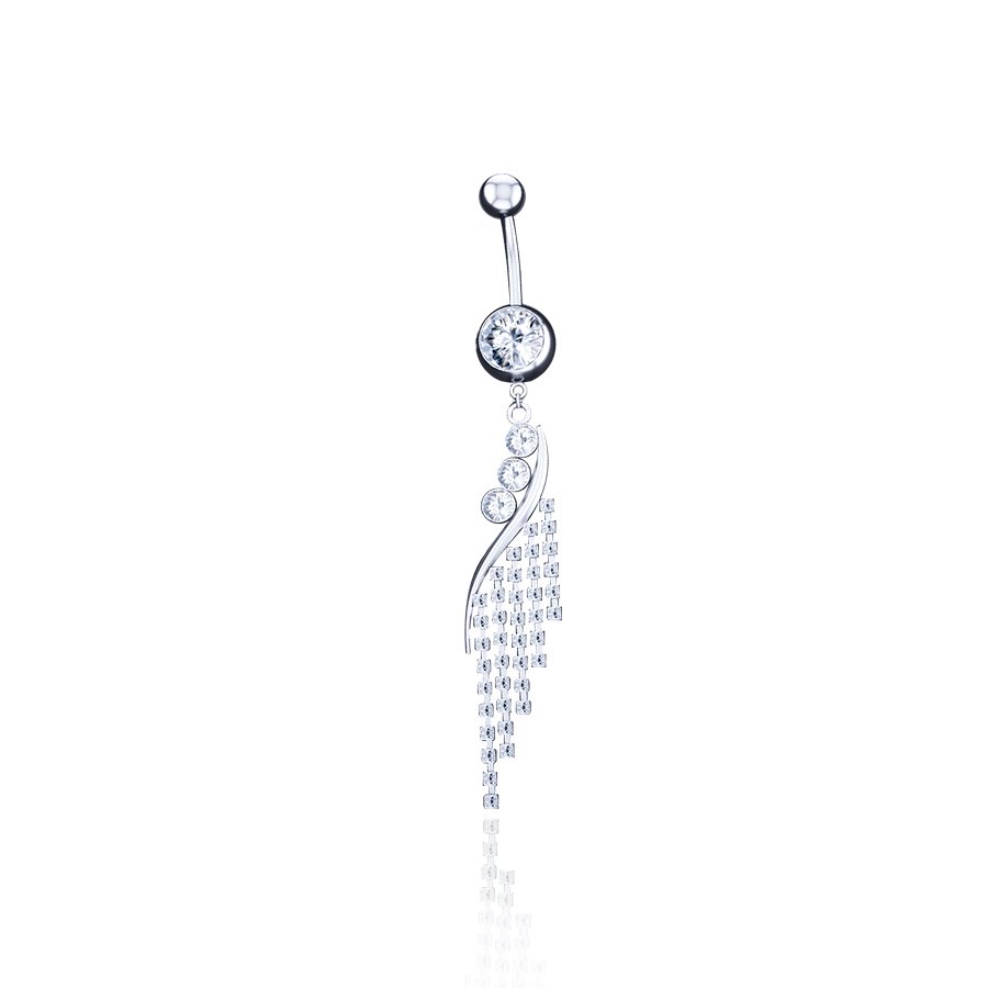 Long Belly Button Piercing Silver