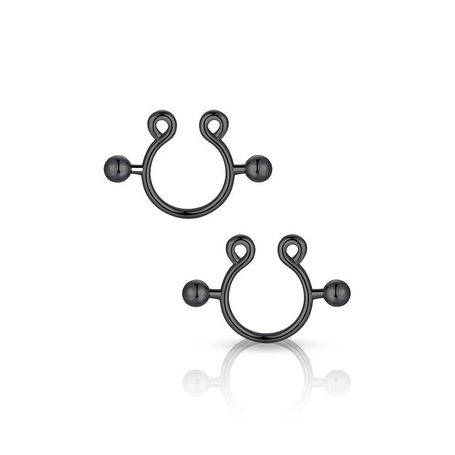Loop Fake Nipple Piercing Black