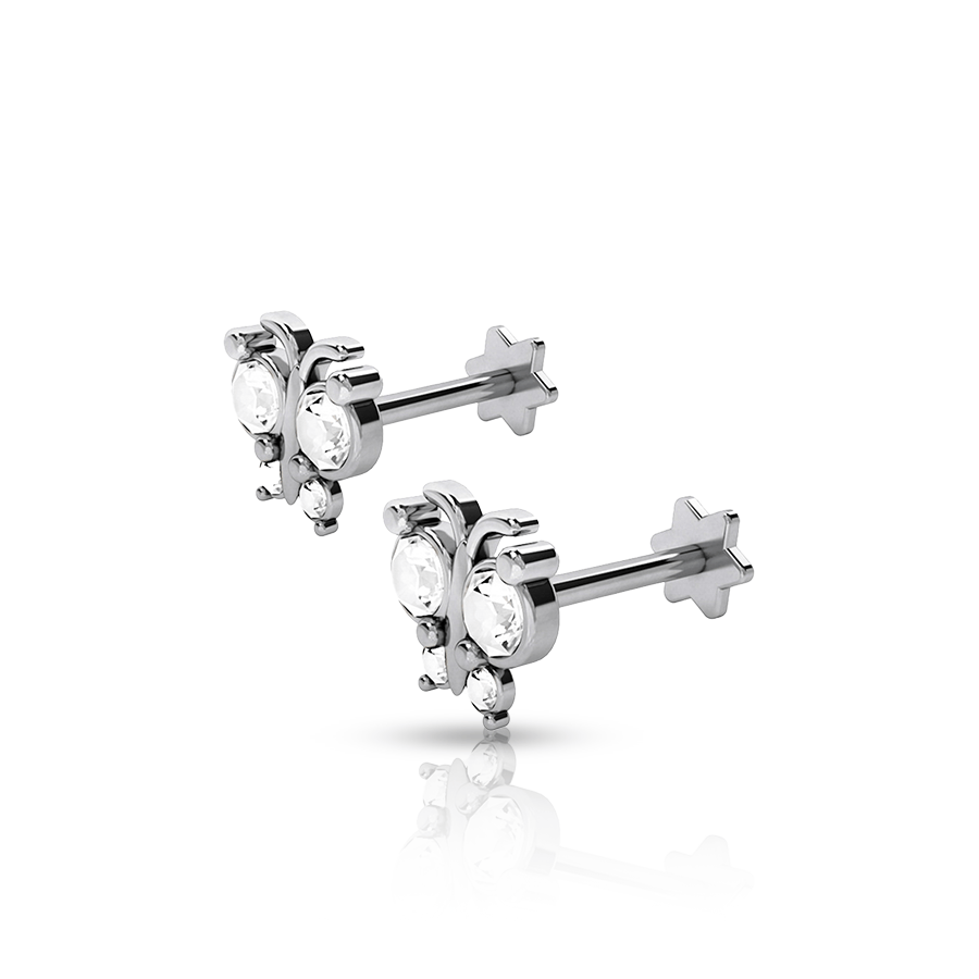 Lovely Diamonds Lobe Piercing Silver