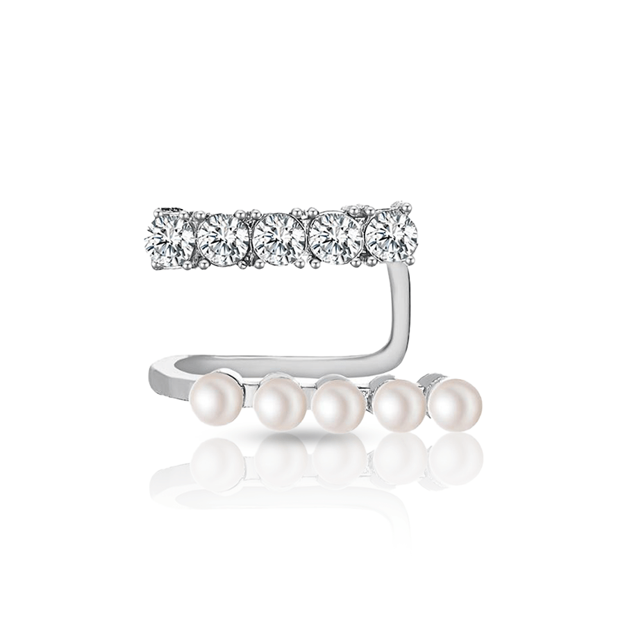 Pearls Fake Ear Piercing Silver