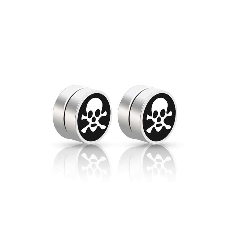 Pirate Skull Fake Ear Plug Black Lot de 2