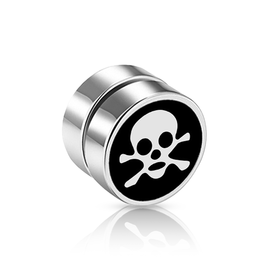 Pirate Skull Fake Ear Plug Black Unique