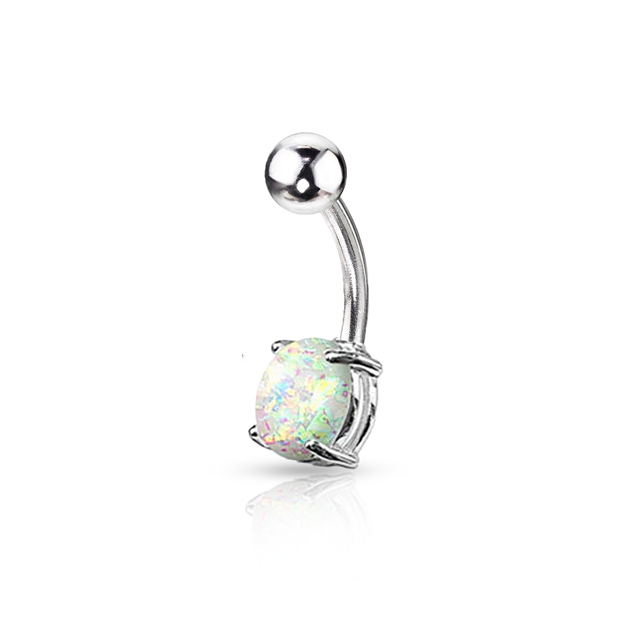 Rhinestone Ball Navel Piercing White