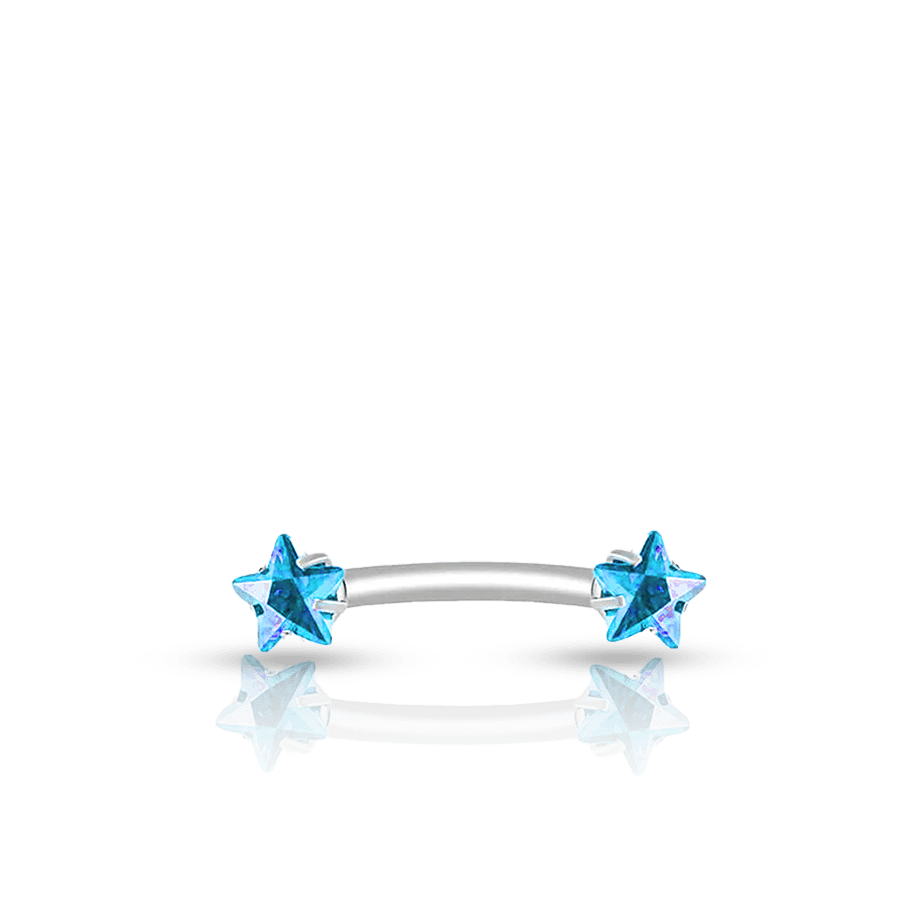 Rhinestone Eyebrow Piercing Blue