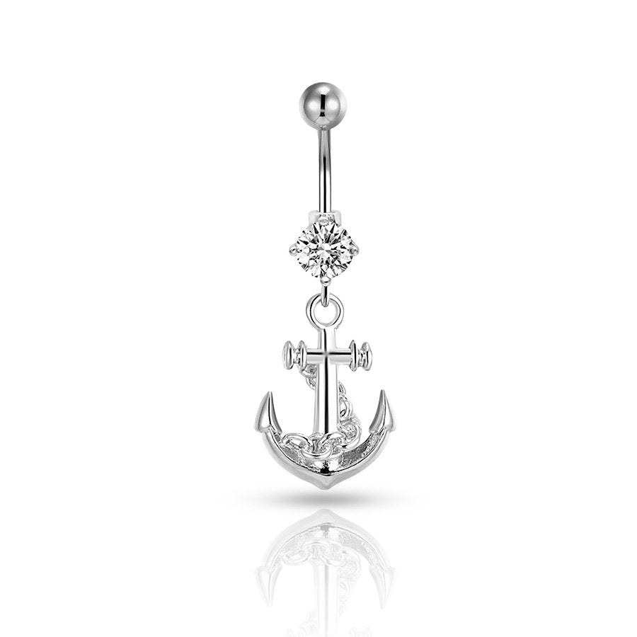 Silver Anchor Navel Piercing