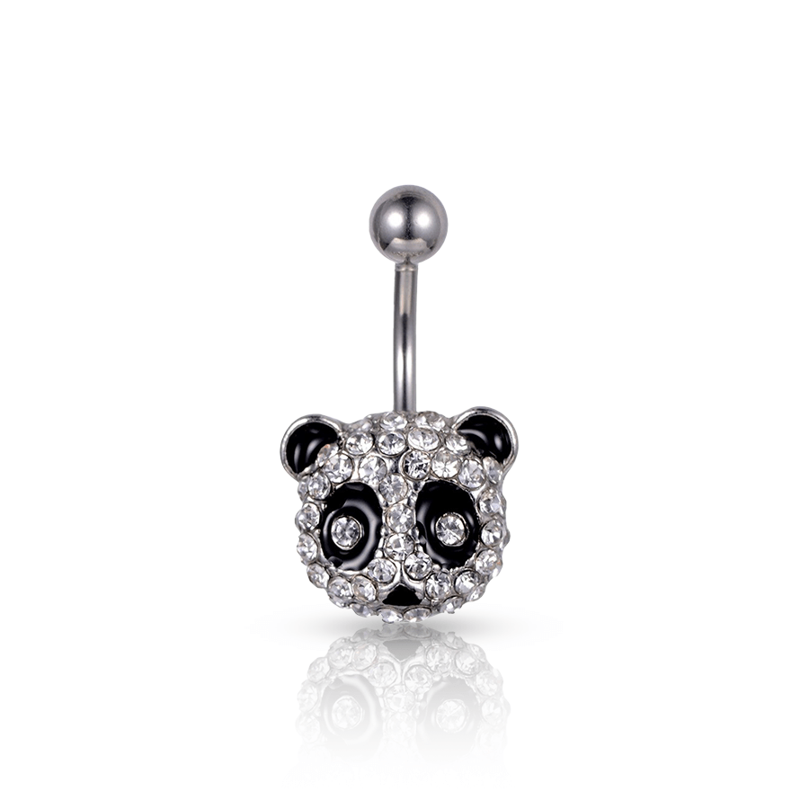Silver Panda Navel Piercing
