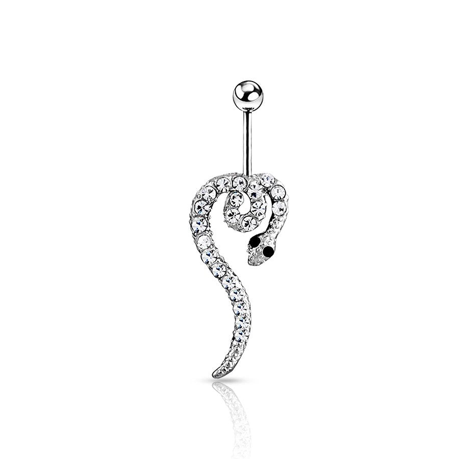 Silver Snake Navel Piercing