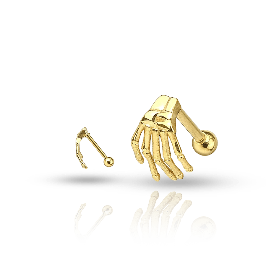 Skeleton Hand Eyebrow Piercing Gold