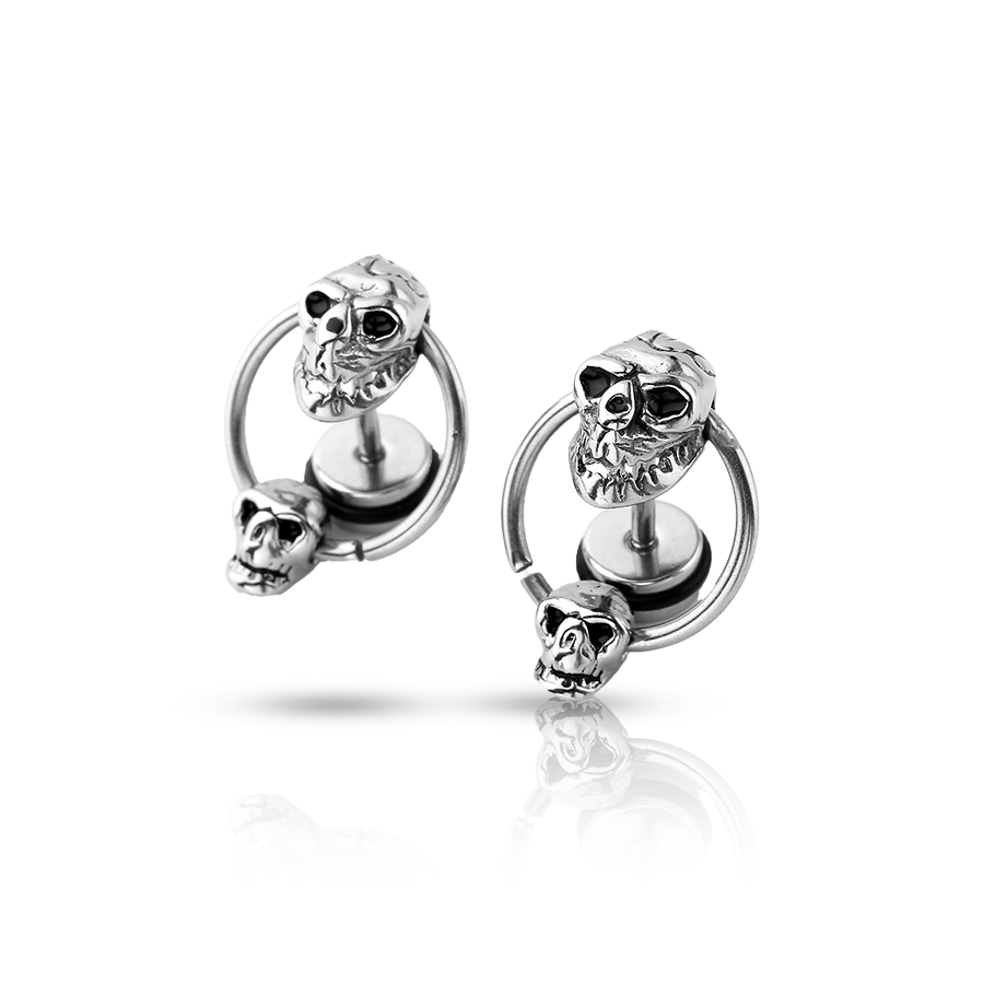 Skull Ear Lobe Piercing Silver