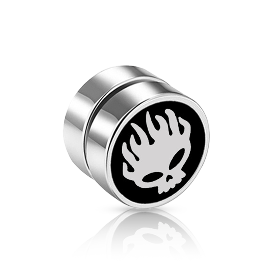 Skull Fake Ear Plug Black Unique