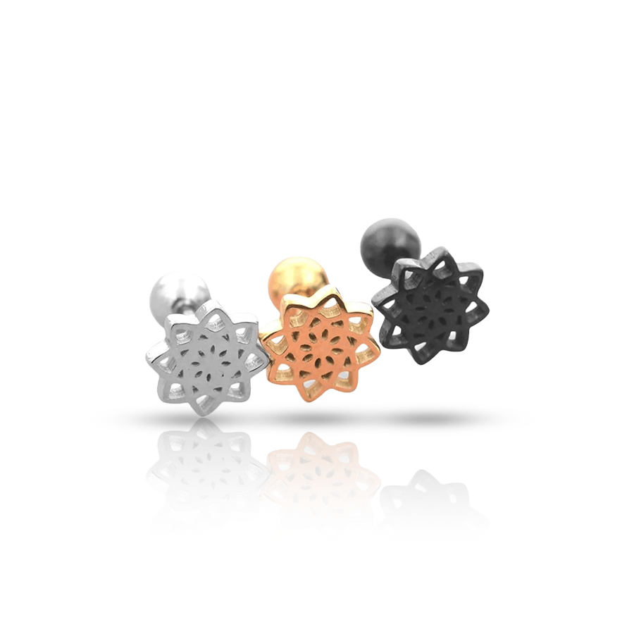 Spiral Ear Lobe Piercing Black