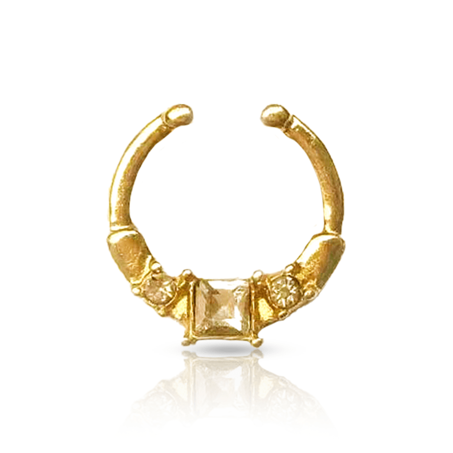 Square Swarovski® Fake Nose Piercing Gold
